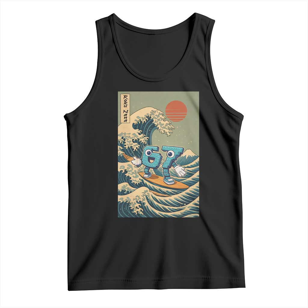 67 Surfing Japanese Tank Top Funny Great Wave Off Kanagawa Six Seven Brainrot Meme TS10 Black Print Your Wear