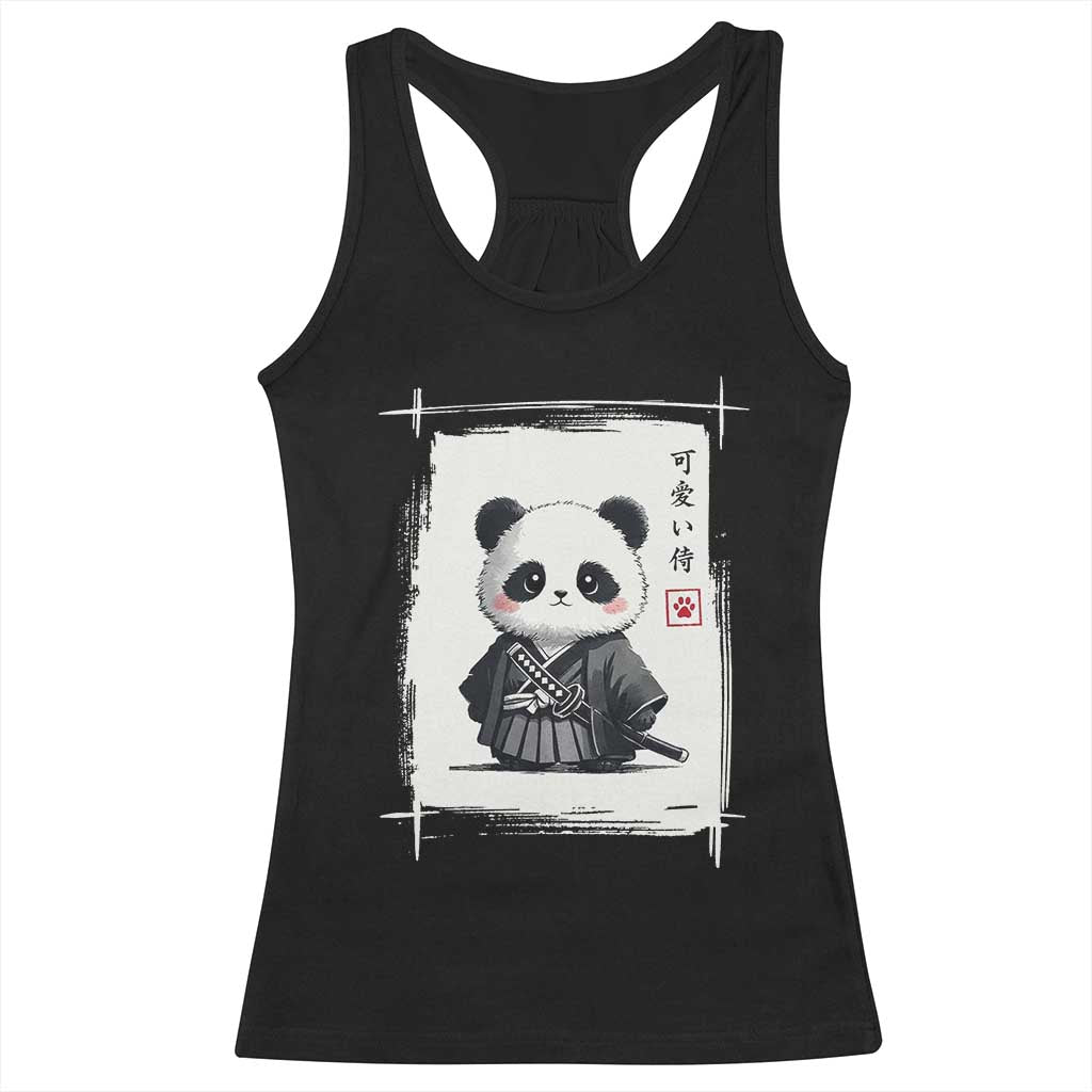 Kawaii Anime Samurai Panda Racerback Tank Top Vintage Sumi-e Japanese Art Funny Panda Lovers TS10 Black Print Your Wear