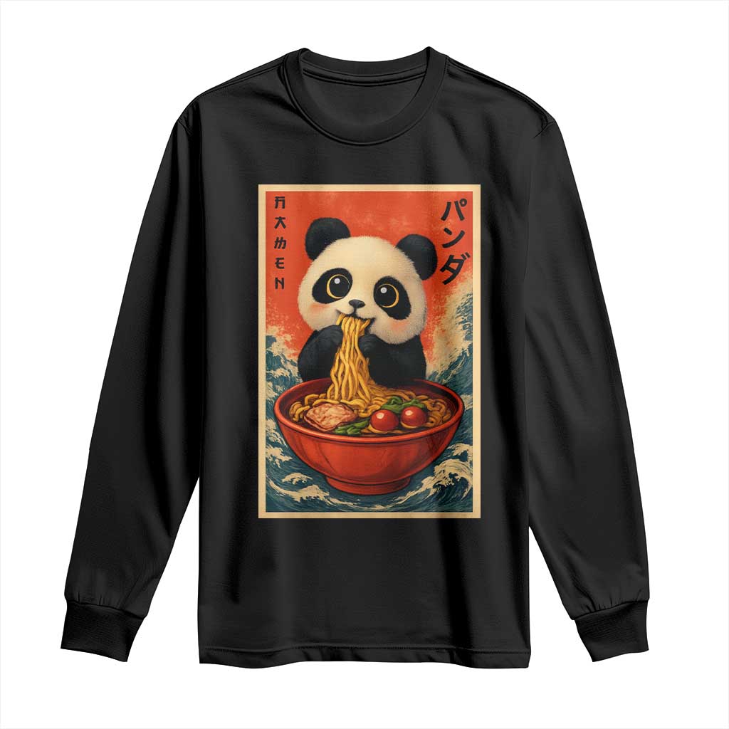 Kawaii Anime Panda Ramen Long Sleeve Shirt Funny Japanese Noodles Anime Lovers TS10 Black Print Your Wear