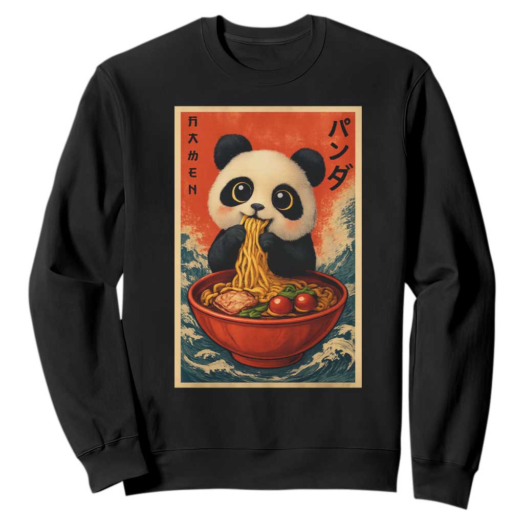 Kawaii Anime Panda Ramen Sweatshirt Funny Japanese Noodles Anime Lovers TS10 Black Print Your Wear
