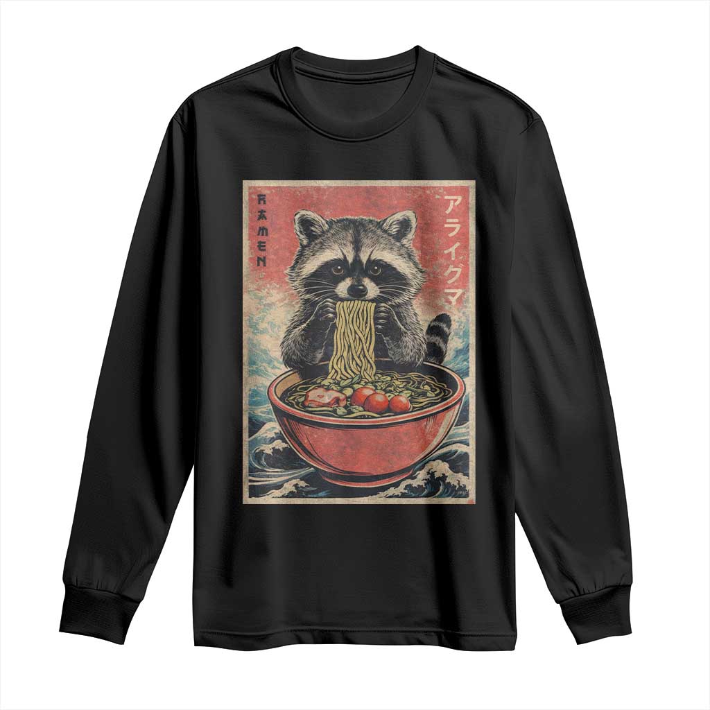 Kawaii Anime Raccoon Ramen Long Sleeve Shirt Funny Japanese Noodles Anime Lovers TS10 Black Print Your Wear