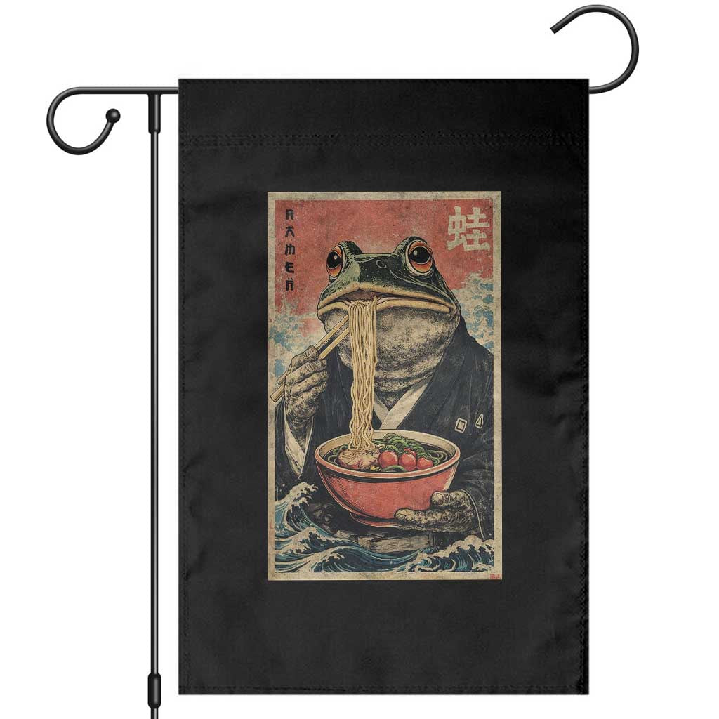 Frog Eat Ramen Garden Flag Funny Japanese Noodles Anime Lovers Kawaii Anime TS10 Black Print Your Wear