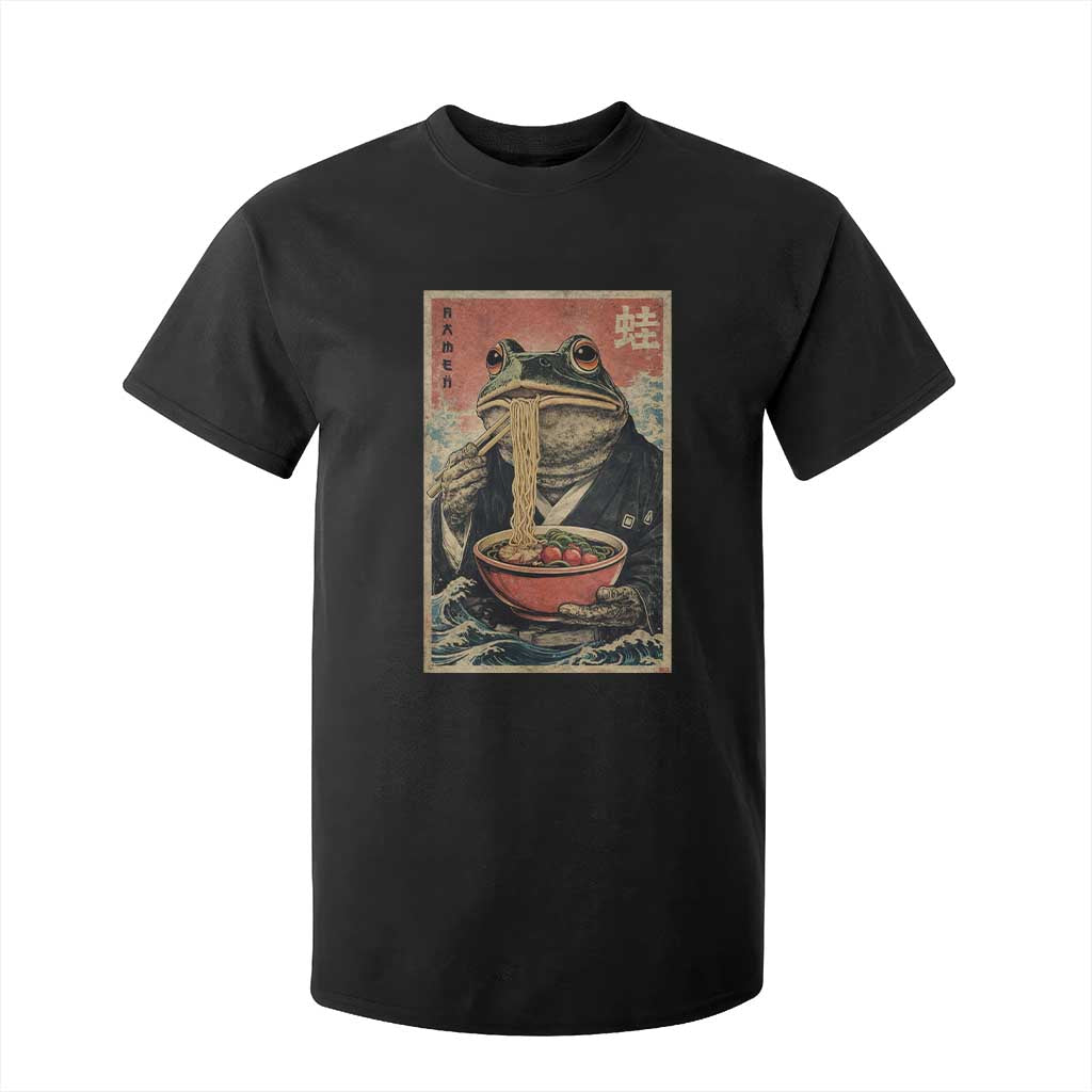Frog Eat Ramen T Shirt For Kid Funny Japanese Noodles Anime Lovers Kawaii Anime TS10 Black Print Your Wear