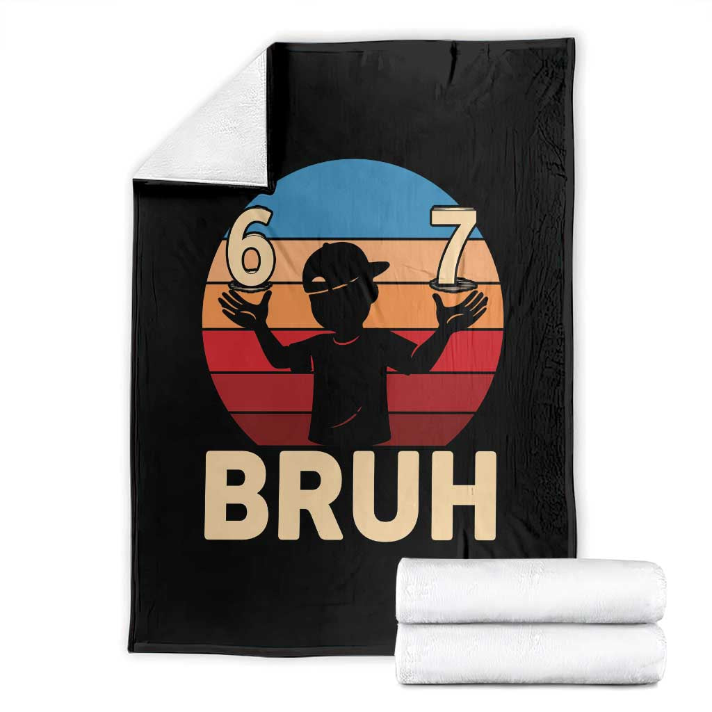 Bruh 67 Meme Throw Blanket Funny Six Seven Meme 6 7 Numbers Kid Gen Alpha TS10 Black Print Your Wear