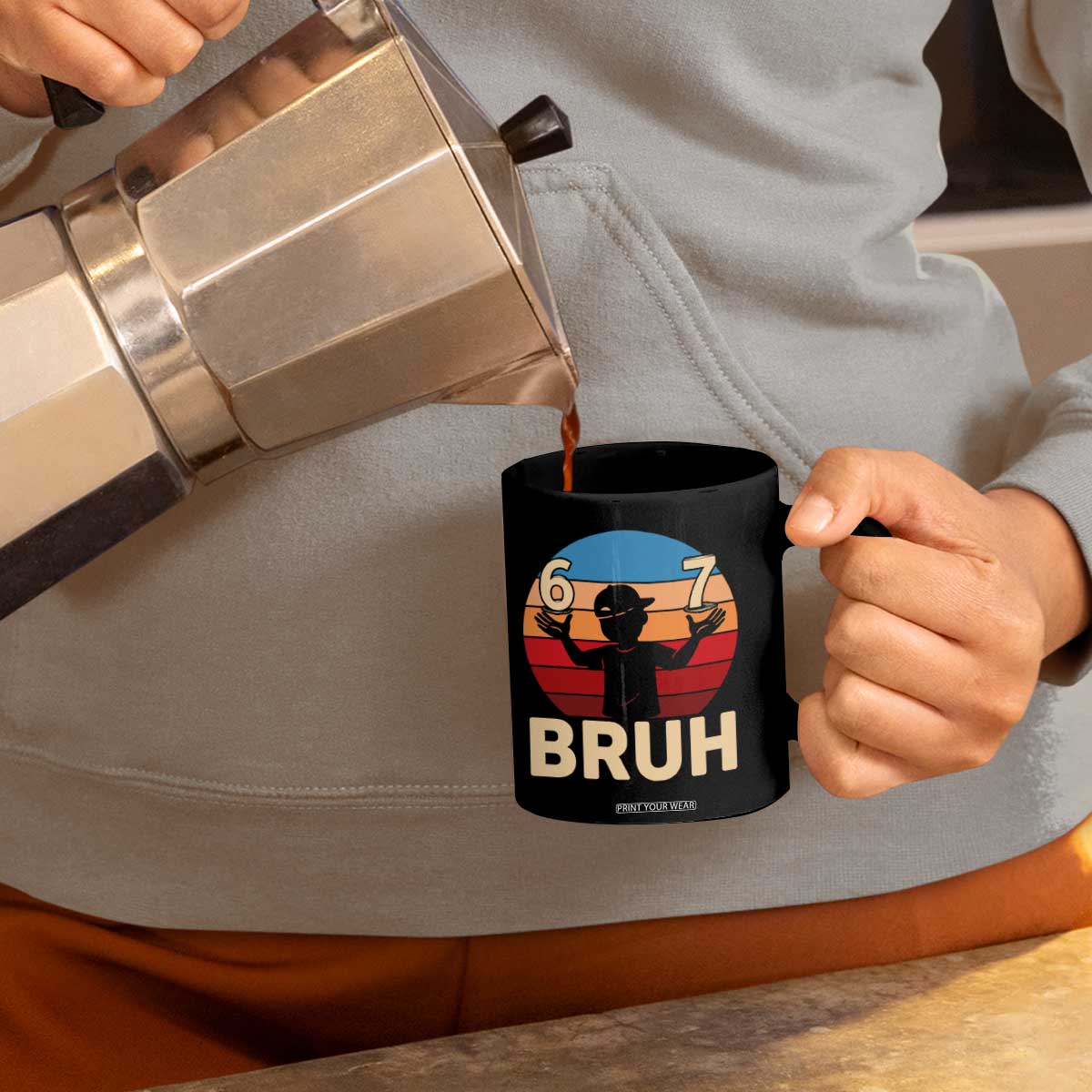 Bruh 67 Meme Coffee Mug Funny Six Seven Meme 6 7 Numbers Kid Gen Alpha TS10 Print Your Wear