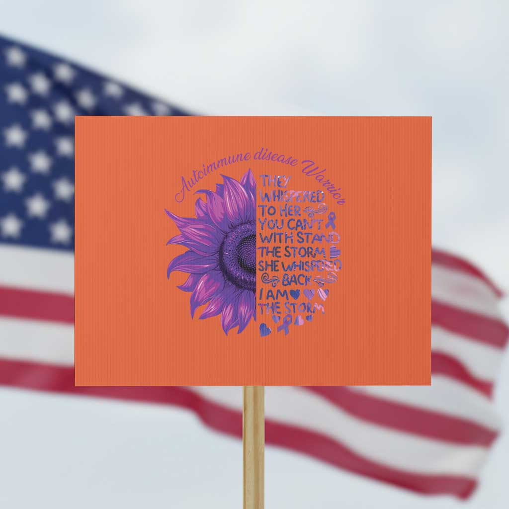 Autoimmune Disease Awereness Protest Sign I Am The Storm Purple Ribbon TS10 Horizontal 18