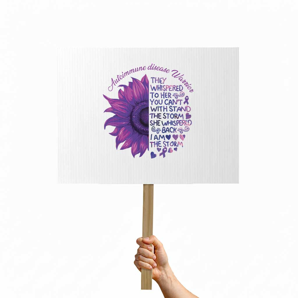 Autoimmune Disease Awereness Protest Sign I Am The Storm Purple Ribbon TS10 Horizontal 18