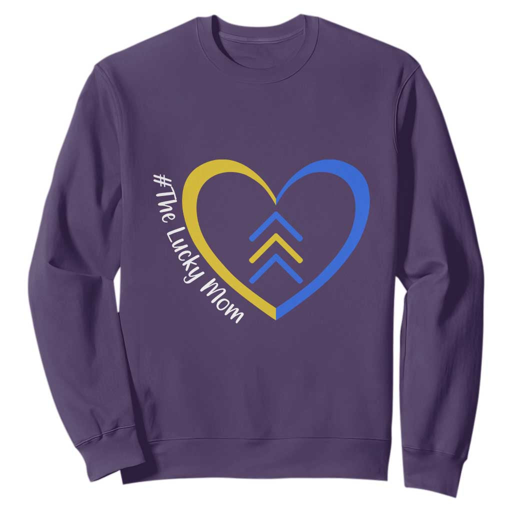 Down Syndrome Mom Sweatshirt Love Heart Three Arrows Lucky Mama T21 321 TS10 Purple Print Your Wear