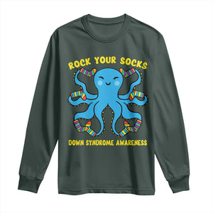 World Down Syndrome Day Long Sleeve Shirt Octopus Rock Your Sock Support 321 TS10 Dark Forest Green Print Your Wear