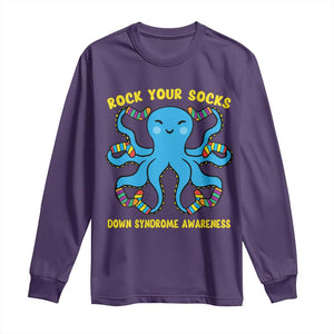 World Down Syndrome Day Long Sleeve Shirt Octopus Rock Your Sock Support 321 TS10 Purple Print Your Wear