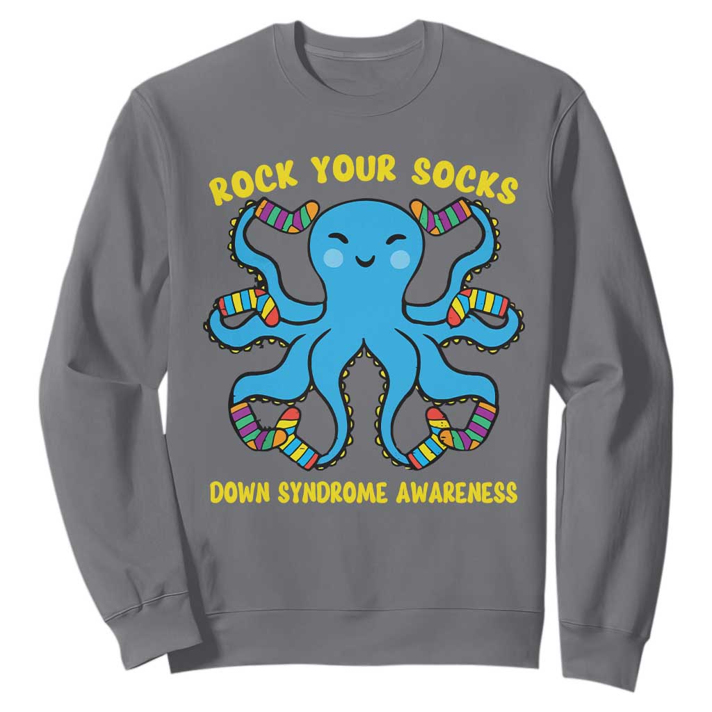 World Down Syndrome Day Sweatshirt Octopus Rock Your Sock Support 321 TS10 Charcoal Print Your Wear