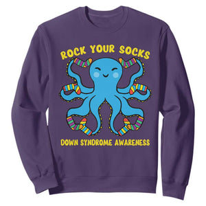 World Down Syndrome Day Sweatshirt Octopus Rock Your Sock Support 321 TS10 Purple Print Your Wear