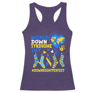 World Down Syndrome Day Racerback Tank Top Blue Yellow Ribbon Down Right Perfect Awareness Support TS10 Purple Print Your Wear