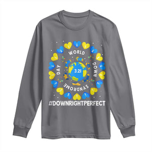 World Down Syndrome Day Long Sleeve Shirt 321 Awareness Support Blue Yellow Ribbon Down Right Perfect TS10 Charcoal Print Your Wear