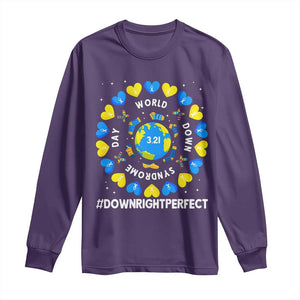 World Down Syndrome Day Long Sleeve Shirt 321 Awareness Support Blue Yellow Ribbon Down Right Perfect TS10 Purple Print Your Wear