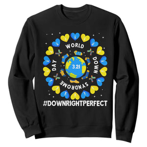 World Down Syndrome Day Sweatshirt 321 Awareness Support Blue Yellow Ribbon Down Right Perfect TS10 Black Print Your Wear