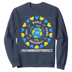World Down Syndrome Day Sweatshirt 321 Awareness Support Blue Yellow Ribbon Down Right Perfect TS10 Navy Print Your Wear