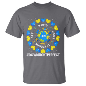 World Down Syndrome Day T Shirt 321 Awareness Support Blue Yellow Ribbon Down Right Perfect TS10 Charcoal Print Your Wear