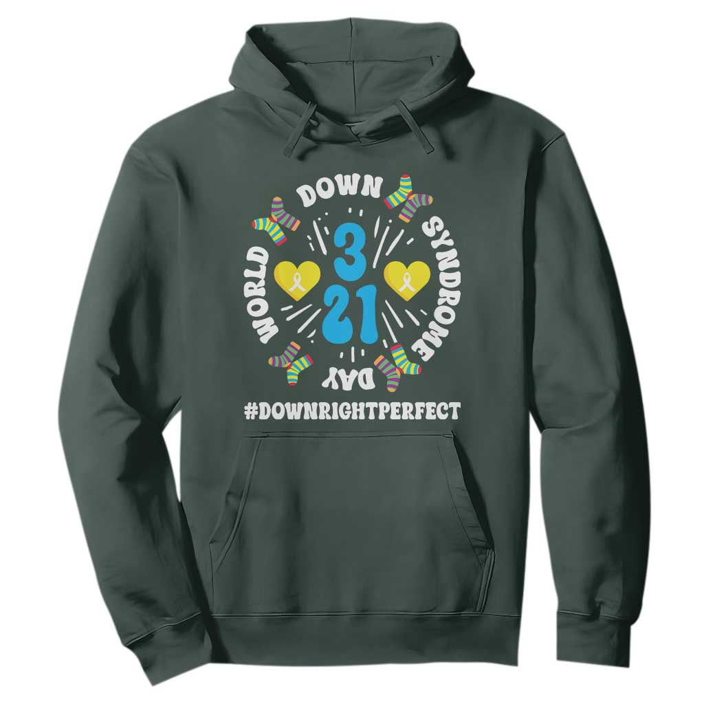 World Down Syndrome Day Hoodie 321 Awareness Support Blue Yellow Ribbon TS10 Dark Forest Green Print Your Wear