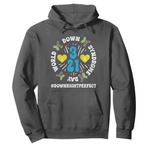 World Down Syndrome Day Hoodie 321 Awareness Support Blue Yellow Ribbon TS10 Dark Heather Print Your Wear
