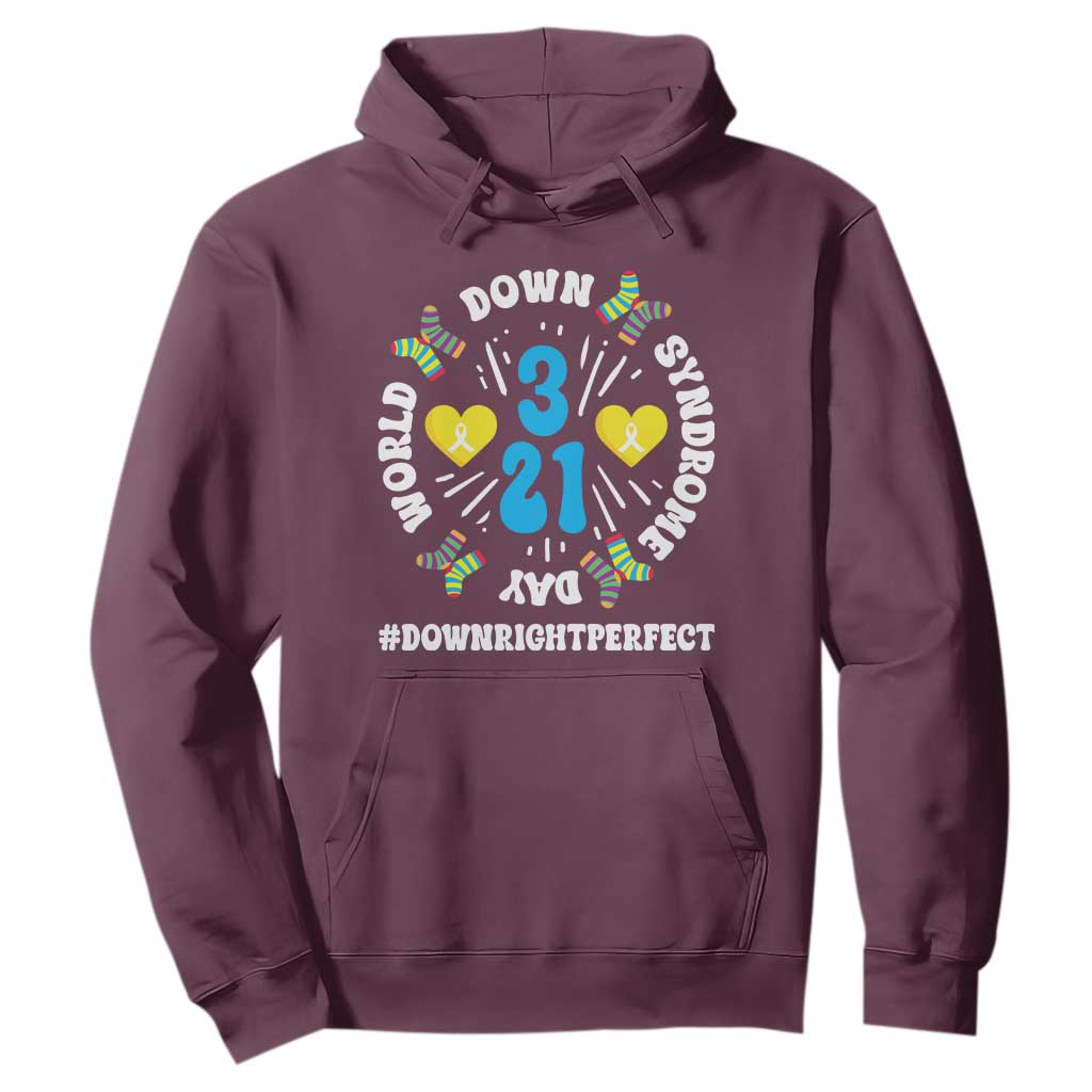 World Down Syndrome Day Hoodie 321 Awareness Support Blue Yellow Ribbon TS10 Maroon Print Your Wear