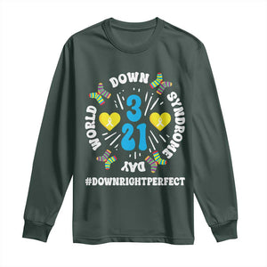 World Down Syndrome Day Long Sleeve Shirt 321 Awareness Support Blue Yellow Ribbon TS10 Dark Forest Green Print Your Wear