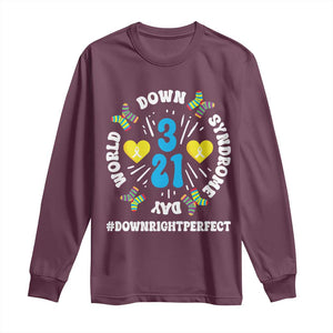 World Down Syndrome Day Long Sleeve Shirt 321 Awareness Support Blue Yellow Ribbon TS10 Maroon Print Your Wear