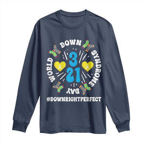 World Down Syndrome Day Long Sleeve Shirt 321 Awareness Support Blue Yellow Ribbon TS10 Navy Print Your Wear