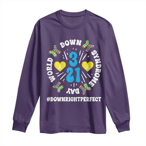 World Down Syndrome Day Long Sleeve Shirt 321 Awareness Support Blue Yellow Ribbon TS10 Purple Print Your Wear