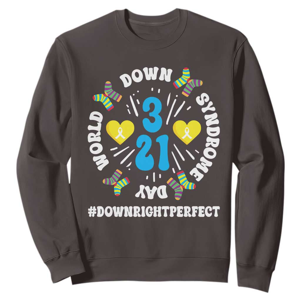 World Down Syndrome Day Sweatshirt 321 Awareness Support Blue Yellow Ribbon TS10 Dark Chocolate Print Your Wear
