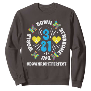 World Down Syndrome Day Sweatshirt 321 Awareness Support Blue Yellow Ribbon TS10 Dark Chocolate Print Your Wear