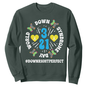 World Down Syndrome Day Sweatshirt 321 Awareness Support Blue Yellow Ribbon TS10 Dark Forest Green Print Your Wear