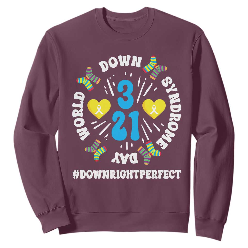 World Down Syndrome Day Sweatshirt 321 Awareness Support Blue Yellow Ribbon TS10 Maroon Print Your Wear