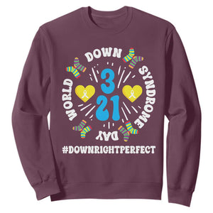 World Down Syndrome Day Sweatshirt 321 Awareness Support Blue Yellow Ribbon TS10 Maroon Print Your Wear
