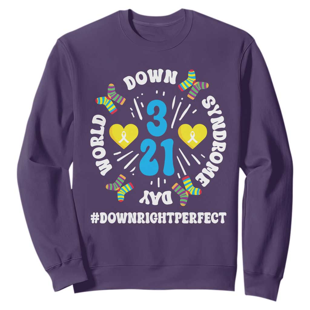 World Down Syndrome Day Sweatshirt 321 Awareness Support Blue Yellow Ribbon TS10 Purple Print Your Wear