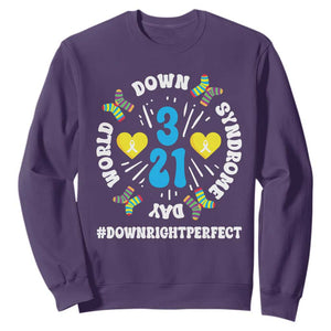World Down Syndrome Day Sweatshirt 321 Awareness Support Blue Yellow Ribbon TS10 Purple Print Your Wear