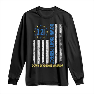 World Down Syndrome Day Long Sleeve Shirt Blue Yellow Ribbon American Flag 321 TS10 Black Print Your Wear