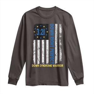 World Down Syndrome Day Long Sleeve Shirt Blue Yellow Ribbon American Flag 321 TS10 Dark Chocolate Print Your Wear