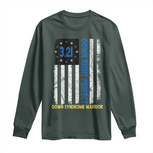 World Down Syndrome Day Long Sleeve Shirt Blue Yellow Ribbon American Flag 321 TS10 Dark Forest Green Print Your Wear