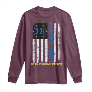 World Down Syndrome Day Long Sleeve Shirt Blue Yellow Ribbon American Flag 321 TS10 Maroon Print Your Wear