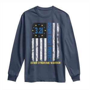 World Down Syndrome Day Long Sleeve Shirt Blue Yellow Ribbon American Flag 321 TS10 Navy Print Your Wear