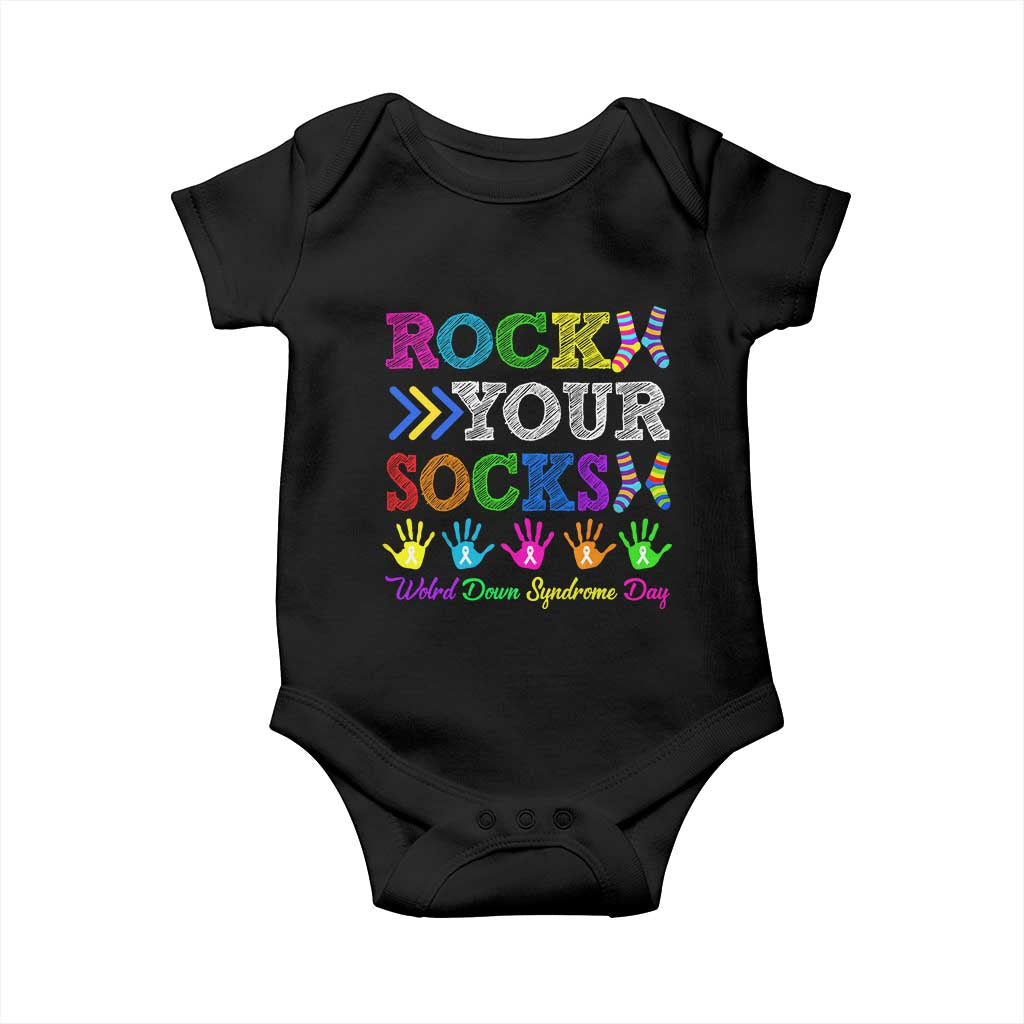 World Down Syndrome Day Baby Onesie Rock Your Socks Awareness Support 321 TS10 Black Print Your Wear