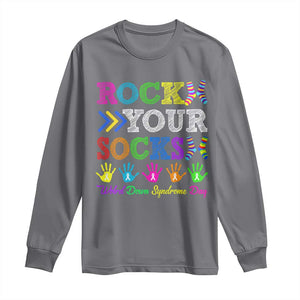 World Down Syndrome Day Long Sleeve Shirt Rock Your Socks Awareness Support 321 TS10 Charcoal Print Your Wear