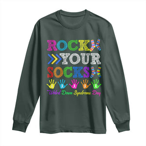 World Down Syndrome Day Long Sleeve Shirt Rock Your Socks Awareness Support 321 TS10 Dark Forest Green Print Your Wear