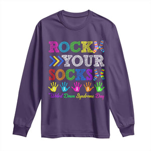 World Down Syndrome Day Long Sleeve Shirt Rock Your Socks Awareness Support 321 TS10 Purple Print Your Wear