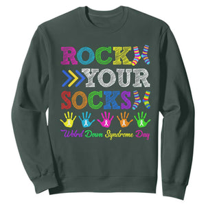 World Down Syndrome Day Sweatshirt Rock Your Socks Awareness Support 321 TS10 Dark Forest Green Print Your Wear