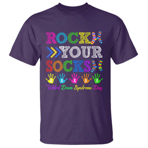 World Down Syndrome Day T Shirt Rock Your Socks Awareness Support 321 TS10 Purple Print Your Wear