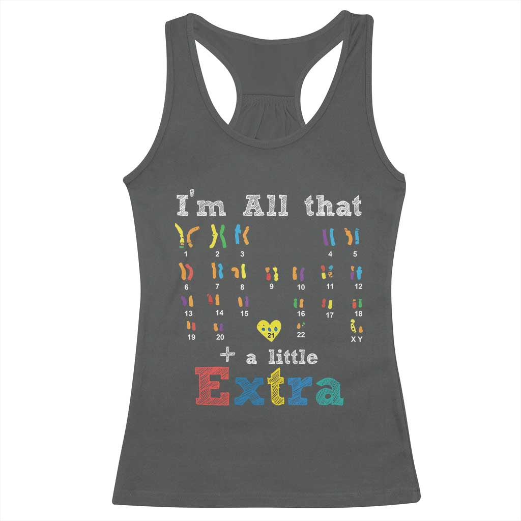 World Down Syndrome Day Racerback Tank Top 321 Awareness Support All That Little Extra T21 TS10 Dark Heather Print Your Wear