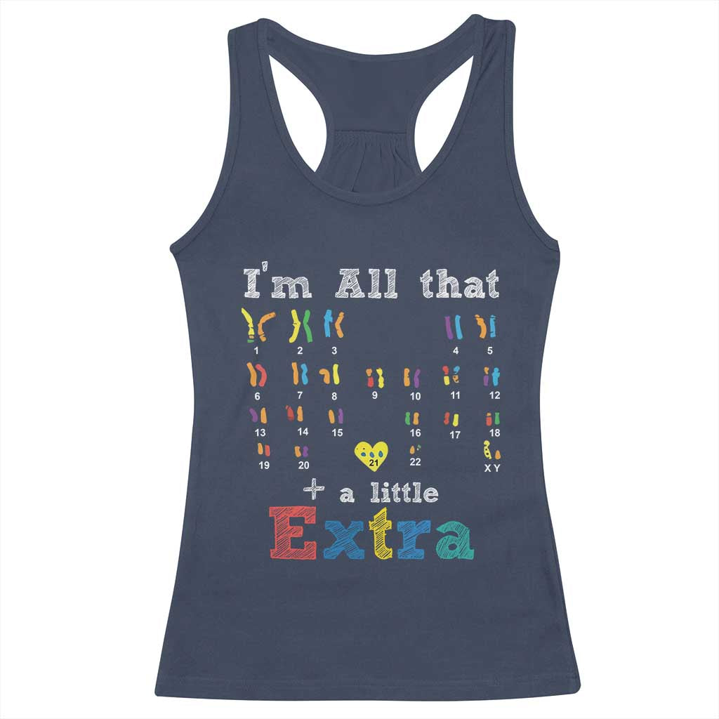 World Down Syndrome Day Racerback Tank Top 321 Awareness Support All That Little Extra T21 TS10 Navy Print Your Wear