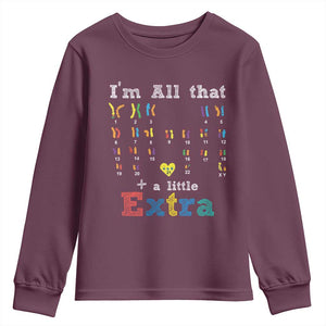 World Down Syndrome Day Youth Sweatshirt 321 Awareness Support All That Little Extra T21 TS10 Maroon Print Your Wear